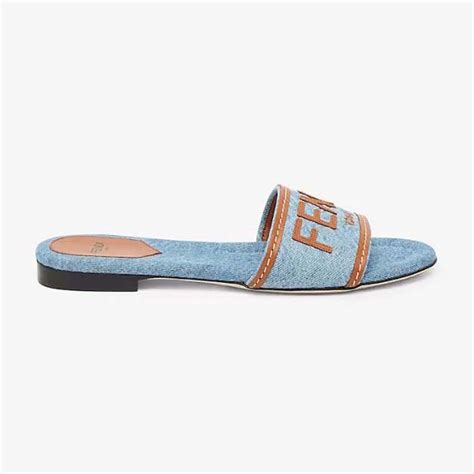 womens fendi studded slides cheap|Fendi denim slides.